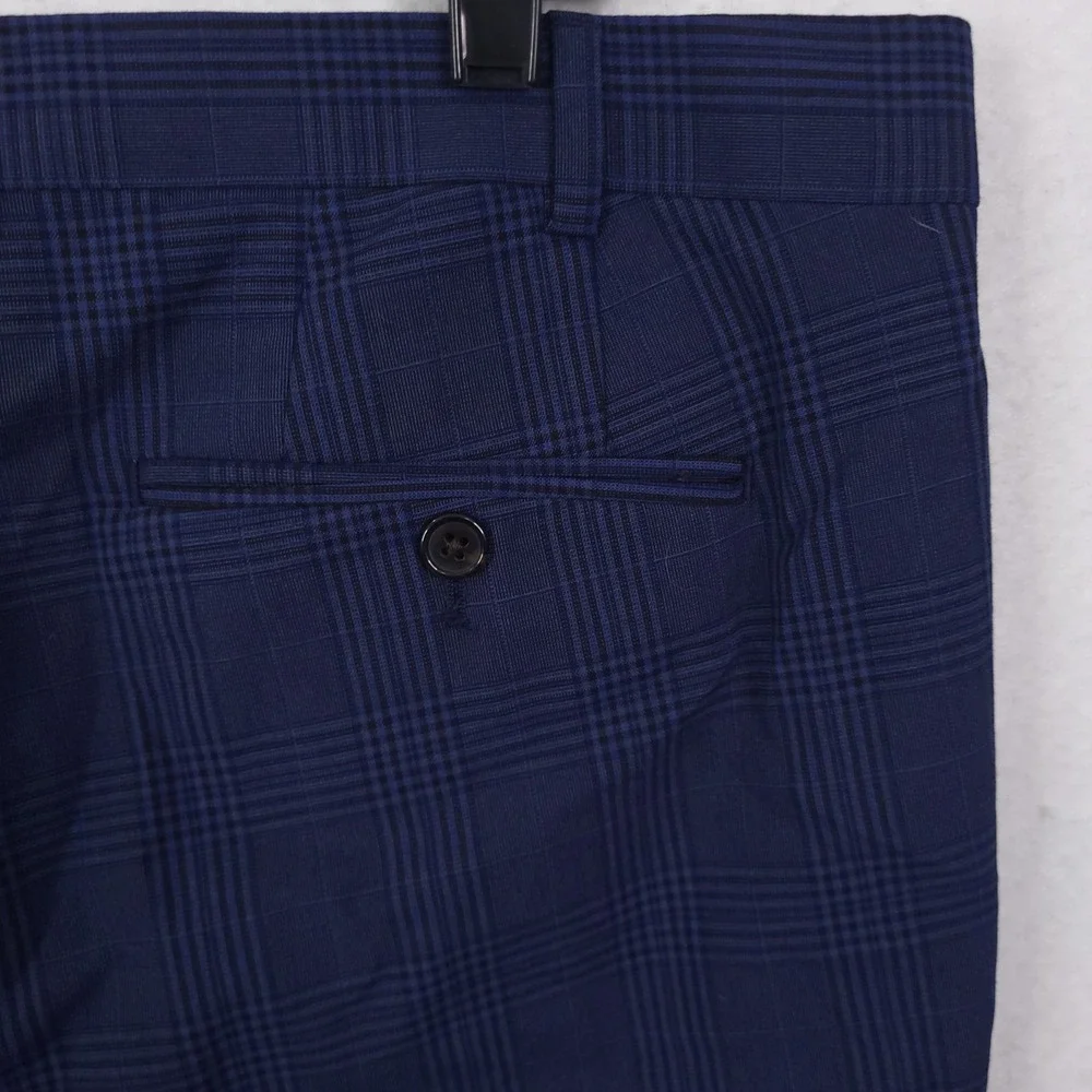 Lauren Ralph Lauren Dress Pants Men 40x30 Navy Glen Plaid Stretch Trousers - Picture 9 of 13